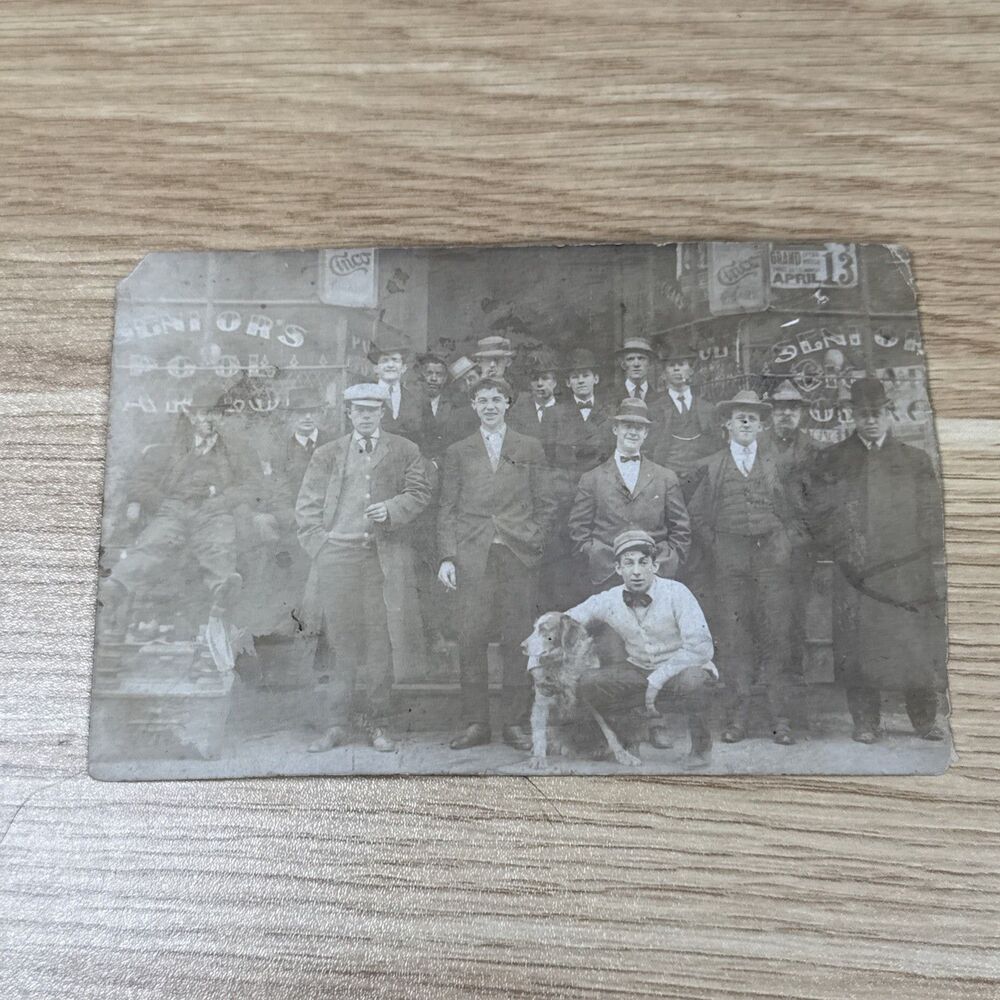 Antique RPPC Postcard Seniors Pool Room Grand Opera House Cinco Cigars 1910s